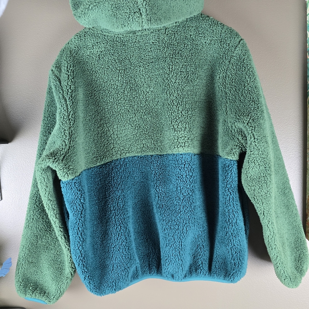 Aviator Nation Teddy Unisex Hooded Half Zip Color block Jacket Garden Green XS - Picture 5 of 16